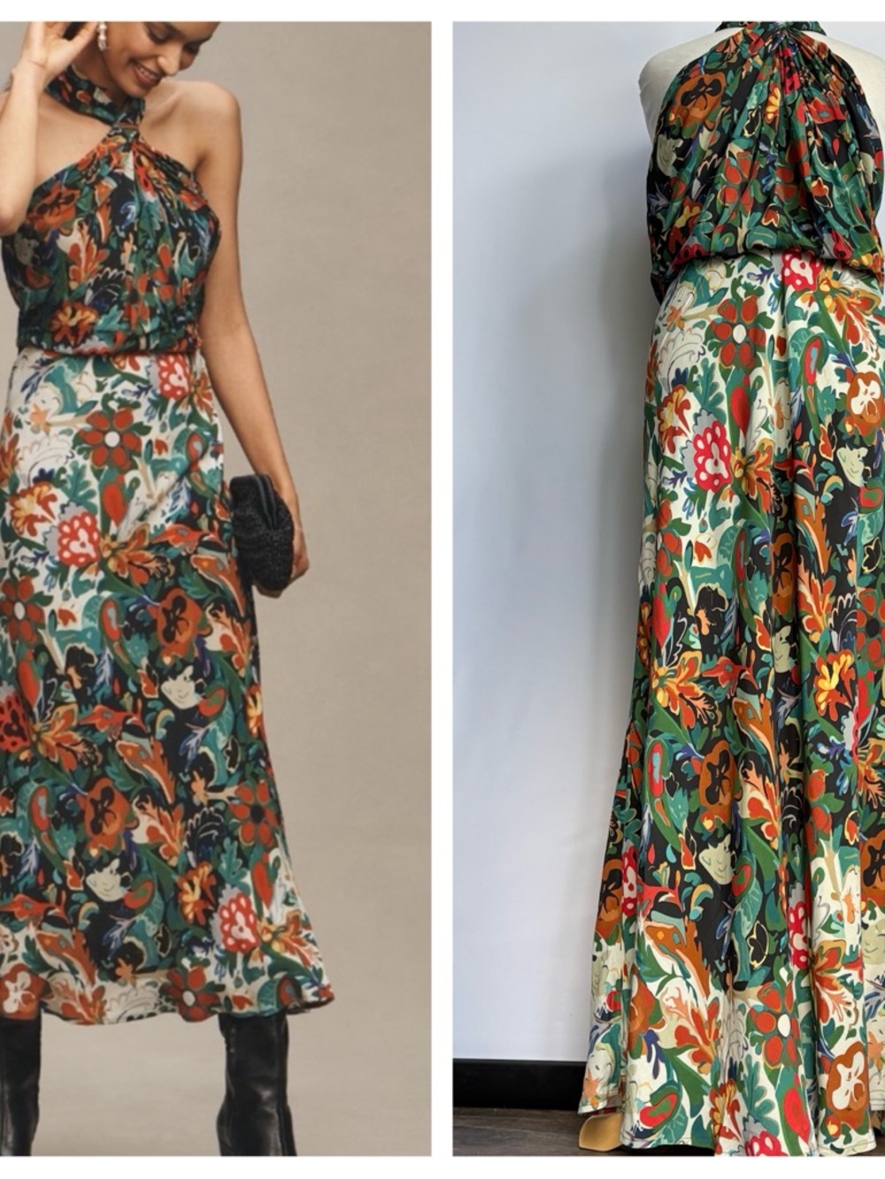 NWT Anthropologie BI-nk Elainne Halter Silky Floral Maxi Dress, XL - Picture 14 of 14